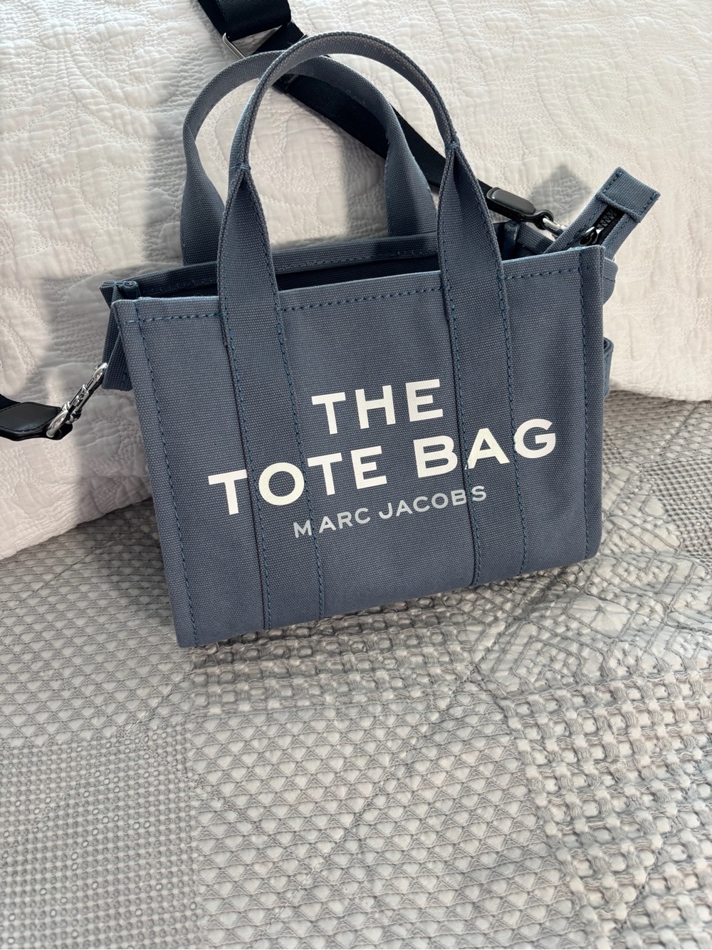 Marc Jacobs Mini Tote Crossbody in Slate Blue Canvas